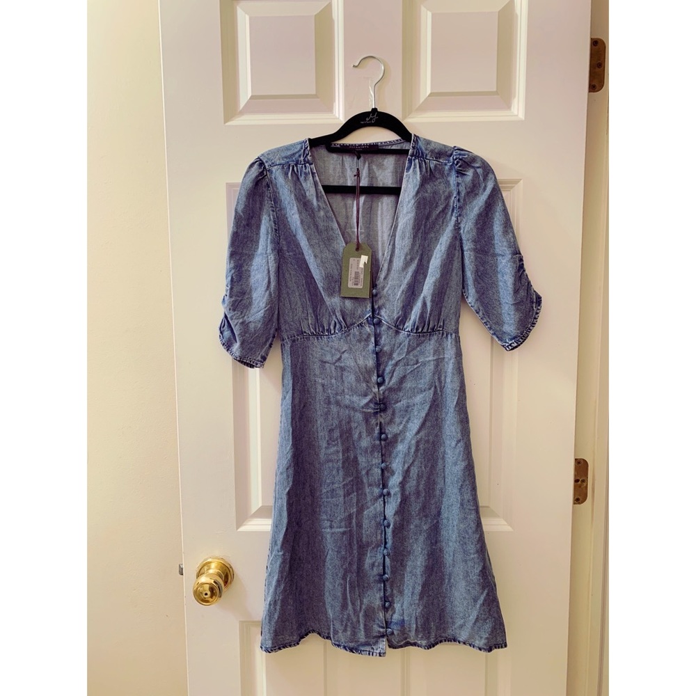 AllSaints Kota Tencel Dress Indigo Blue Small